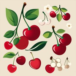 Cherry Clip Art,Creating a fruit-themed kitchen decor with cherry clip art  simple, 2d flat