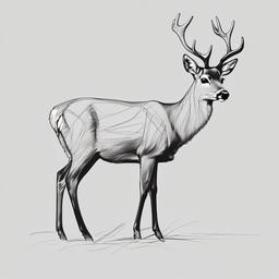 sketch of a deer  minimal rough sketch scribbles,doodles,black and white