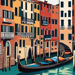 Venice Canals clipart - Iconic canals of Venice, Italy, ,color clipart vector style