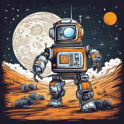 robot going to the moon  , vector illustration, clipart