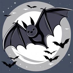 bat clipart - a nocturnal and winged bat in flight. 