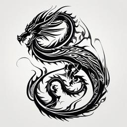 Dragon Tattoo Ink - Tattoo ink specifically designed or themed around dragon motifs.  simple color tattoo,minimalist,white background