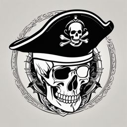 Pirate captain's hat tattoo. Leadership in rebellion.  minimal color tattoo design