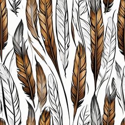 Barn Owl Feather Tattoo - Showcase the elegance of barn owl feathers in a delicate tattoo.  simple color tattoo,vector style,white background