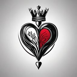 King and Queen Heart Tattoo - Seal your love with an inked heart.  minimalist color tattoo, vector