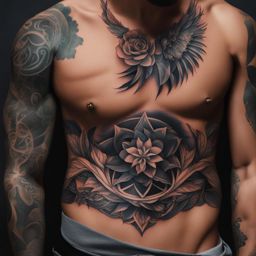 stomach tattoos, providing a canvas for bold and impactful ink. 