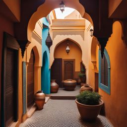 wander through the labyrinthine streets of a moroccan medina, filled with vibrant textiles and spices. 