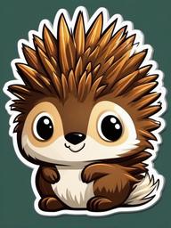 Porcupine cartoon - spiny, forest animal  cartoon sticker style