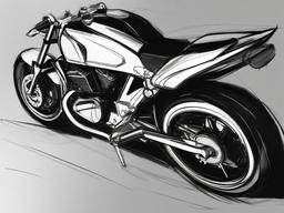 sketch of a motorcycle  minimal rough sketch scribbles,doodles,black and white