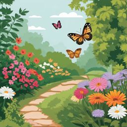 Butterfly in Clipart,Adding butterflies to a garden mural  simple, 2d flat