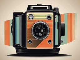 Movie clipart - vintage film camera with filmstrip background  color,minimalist,vector clipart