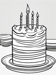 Birthday Cake on a Plate Coloring Pages - Slice of Cake Ready to Eat  minimal black outline printable sheet, coloring page