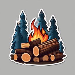 Winter firewood sticker- Cozy and warming, , sticker vector art, minimalist design