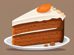 Carrot Cake with Walnuts Clipart - A slice of carrot cake with walnut toppings.  color vector clipart, minimal style