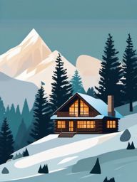 Mountain Lodge Retreat clipart - Retreat in a cozy mountain lodge, ,vector color clipart,minimal