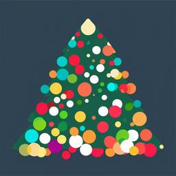 December clipart - Christmas tree with colorful lights  color,minimalist,vector clipart