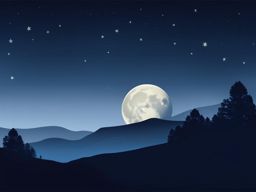 moon clipart - a serene and crescent moon shining in the night. 