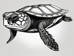 drawing of a black-knobbed map turtle  minimal rough sketch scribbles,doodles,black and white