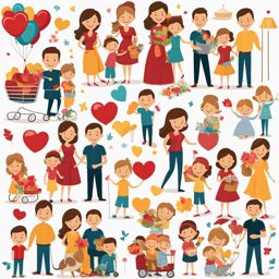 family clipart - a loving and happy family sharing moments. 