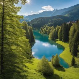 exotic joux valley lakes - illustrate the exotic beauty of the joux valley lakes, featuring clear waters surrounded by lush forests. 