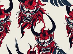 oni tattoo minimalist color design 