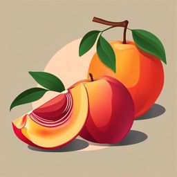 Nectarine Clipart - Juicy and smooth-skinned nectarine.  color vector clipart, minimal style