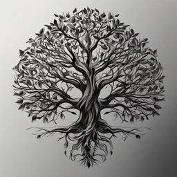 black and gray tree tattoo  simple vector color tattoo