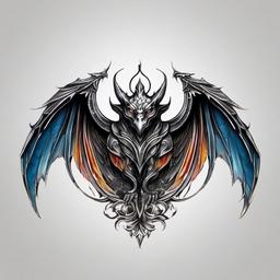 gargoyle wings tattoo  simple color tattoo design,white background