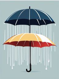 Umbrella Clipart - Opened rain umbrella protecting from a sudden downpour.  color clipart, minimalist, vector art, 