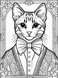 Kitty with a Bowtie Coloring Pages - Fancy Kitten Wearing a Bowtie  minimal black outline printable sheet, coloring page