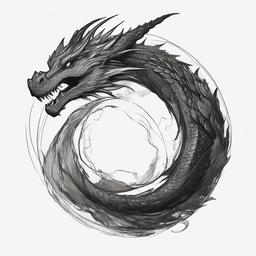 drawing of an earth dragon  minimal rough sketch scribbles,doodles,black and white