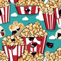 Movie clipart - comedy movie with laughing faces and popcorn  color,minimalist,vector clipart