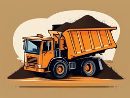 Dump Truck Clipart - A dump truck unloading a load of dirt.  color vector clipart, minimal style