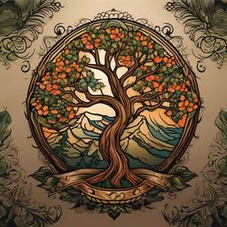traditional tree tattoo  simple vector color tattoo