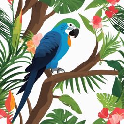 Parrot Clipart - Parrot squawking from a tropical tree , minimal, 2d