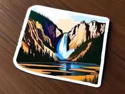 Yellowstone Tower Fall sticker- Picturesque waterfall in Yellowstone National Park, , sticker vector art, minimalist design