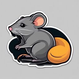 Rat Sticker - A small rat with a long tail. ,vector color sticker art,minimal