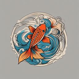 koi fish pisces tattoo  simple vector color tattoo