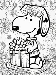 Coloring Pages Snoopy Christmas  outling,coloring pages,black and whit