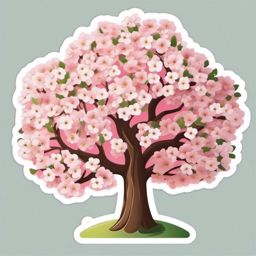 Blossoming Apple Tree Emoji Sticker - Delicate blooms heralding spring's arrival, , sticker vector art, minimalist design