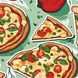 Cauliflower Pizza Sticker - Enjoy a healthier twist on pizza with a cauliflower crust topped with your favorite ingredients, , sticker vector art, minimalist design