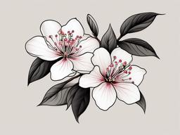 Japanese Apple Blossom Tattoo - Japanese apple blossom tattoo.  simple color tattoo,white background,minimal