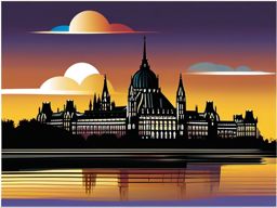 Ottawa clipart - Parliament Hill and Ottawa River,  color clipart, vector art