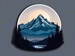 Moonlit snowy mountain sticker- Majestic and serene, , sticker vector art, minimalist design