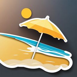 Beach umbrella under the sun sticker, Sunny , sticker vector art, minimalist design