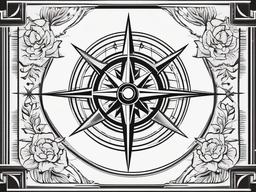 Trad Compass Tattoo - Traditional style compass tattoo.  simple vector tattoo,minimalist,white background