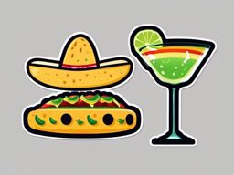 Taco and Margarita Emoji Sticker - Tasty Mexican combo, , sticker vector art, minimalist design