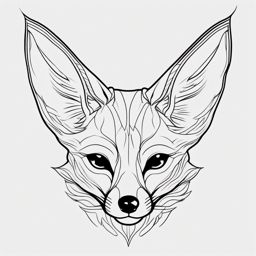 Fennec Fox Tattoo - Enigmatic fennec fox with large ears  few color tattoo design, simple line art, design clean white background