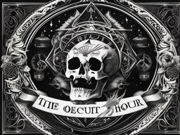 The occult hour strikes, marking a witching hour in the tattoo.  black and white tattoo style