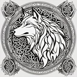 Celtic Tattoo Wolf,Celtic-style tattoo that features the untamed spirit of the wolf. , tattoo design, white clean background